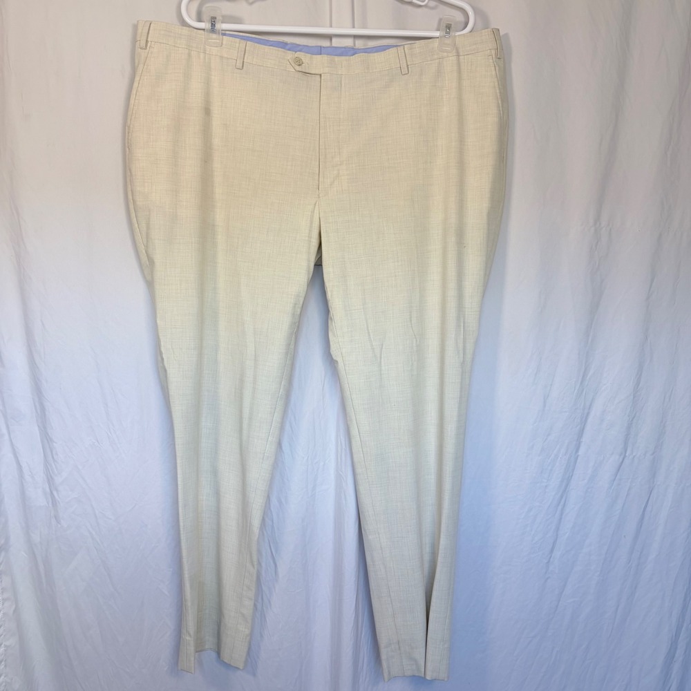 GC1800 Dress Pants Flat Front Light Tan Stretch Business‎ Trousers 52/32"